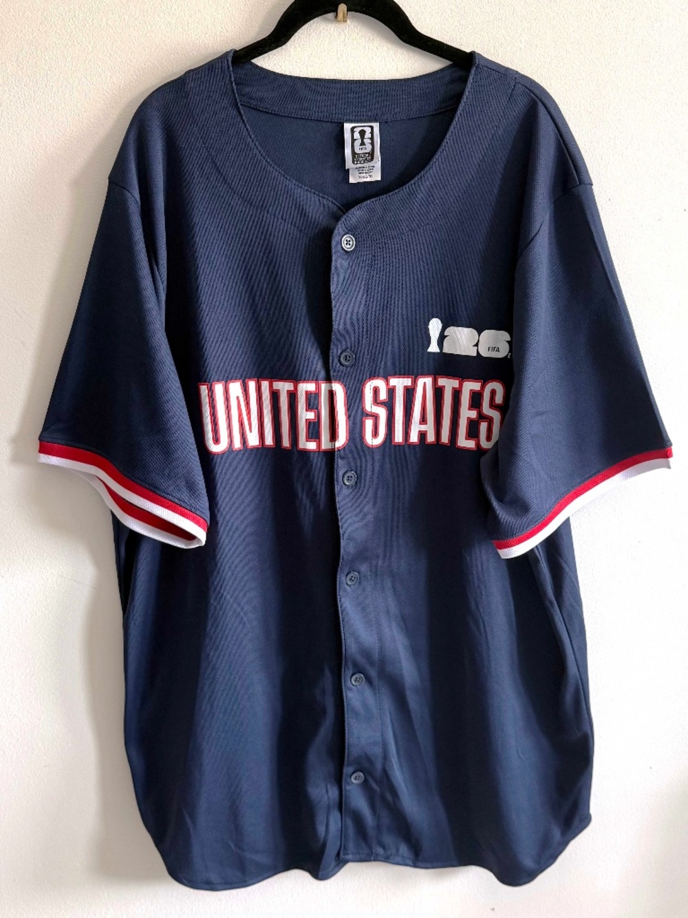 FIFA World Cup 2026 USA Baseball Style Soccer Jersey Navy XL Official Licensed